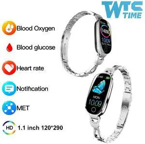 Wise Time Bling Smartwatch for Women Compatible for iPhone Android iOS Phones Smart Bracelet with Female Menstrual Cycle Heart Rate Blood Pressure Remote Photography Waterproof Pedometer