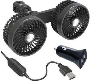 Car Rear Seat Headrest Double-headed Fan, 360° Rotatable Cooling Fan with Adjustable Clip, USB Rechargeable and Low-noise, Universal for Vehicles, SUV, Truck Car Rear Seat Headrest Double-headed Fan, 360° Rotatable Cooling Fan with Adjustable Clip, USB Rechargeable and Low-noise, Universal for Vehicles, SUV, Truck