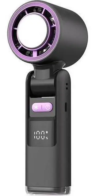 Portable Handheld Fan, 100-Speed, USB Rechargeable, LED Display, Black and Purple Portable Handheld Fan, 100-Speed, USB Rechargeable, LED Display, Black and Purple