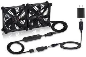 Dual Quiet 140mm Cooling Fan - USB 5V/DC 12V Dual Voltage, 10 Speed Adjustable, IPX5 Waterproof | Portable for PC, DVR, Router, TV Receiver, Tablet, Computer Cabinet, Greenhouse & Kennel Cooling Dual Quiet 140mm Cooling Fan - USB 5V/DC 12V Dual Voltage, 10 Speed Adjustable, IPX5 Waterproof | Portable for PC, DVR, Router, TV Receiver, Tablet, Computer Cabinet, Greenhouse & Kennel Cooling