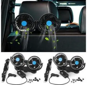 2 Pcs Dual Car Seat Fans for Portable USB Backseat Cooling 12v Headrest 360 Degree Rotatable Fan Powerful Electric Air Circulation for Vehicles SUV(Car Cigarette Lighter Style) 2 Pcs Dual Car Seat Fans for Portable USB Backseat Cooling 12v Headrest 360 Degree Rotatable Fan Powerful Electric Air Circulation for Vehicles SUV(Car Cigarette Lighter Style)