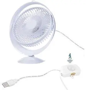 Kiven Small Personal USB Desk Fan - Portable Fans with IR Sensor, Quiet Operation and 360°Air Supply,Adjustable Angle Bedside Table Fan for Office,Bedroom,pets fan,Car Outdoor Travel(White) Kiven Small Personal USB Desk Fan - Portable Fans with IR Sensor, Quiet Operation and 360°Air Supply,Adjustable Angle Bedside Table Fan for Office,Bedroom,pets fan,Car Outdoor Travel(White)