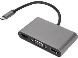 5 in 1 USB C Hub: 4K Support, 3 Monitors Connectivity, 100W Fast Charging, Dual, VGA, USB 3.0 5 in 1 USB C Hub: 4K Support, 3 Monitors Connectivity, 100W Fast Charging, Dual, VGA, USB 3.0