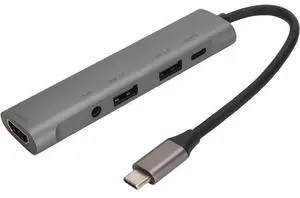 USB C Hub 5 in 1 Multiport Adapter with 4K HD Output, PD Fast Charging, USB3.0, 3.5mm Sound for Pro, Other Type C Devices USB C Hub 5 in 1 Multiport Adapter with 4K HD Output, PD Fast Charging, USB3.0, 3.5mm Sound for Pro, Other Type C Devices