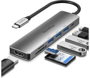 TechRise USB C Hub Docking Station, 7-in-1 USB Extension Hub with 4K HDMI, 3 USB 3.0 Data Port, 100W PD, SD/TF Card Reader, USB Multiport Adapter for MacBook Air, MacBook Pro, XPS, Windows 7/8/10/11 TechRise USB C Hub Docking Station, 7-in-1 USB Extension Hub with 4K HDMI, 3 USB 3.0 Data Port, 100W PD, SD/TF Card Reader, USB Multiport Adapter for MacBook Air, MacBook Pro, XPS, Windows 7/8/10/11