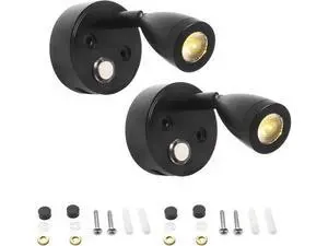 12V Led Rv Reading Lights, 2 Pcs Adjustable Wall Lamps with USB Charger, 3 Colors Dimmable Touch Control Light for Boats & Caravans 12V Led Rv Reading Lights, 2 Pcs Adjustable Wall Lamps with USB Charger, 3 Colors Dimmable Touch Control Light for Boats & Caravans
