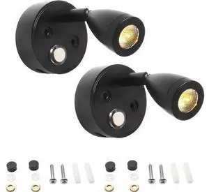 2 Pcs 12V Led Touch-Control Reading Lights with USB Charger for Rv, Boat, Camper, Caravan, Adjustable Wall-Mount Lamp, 350° Rotating & 3 Color Settings 2 Pcs 12V Led Touch-Control Reading Lights with USB Charger for Rv, Boat, Camper, Caravan, Adjustable Wall-Mount Lamp, 350° Rotating & 3 Color Settings