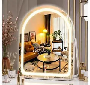Vanity Mirror with Lights, 11"× 14" Arched LED Makeup Mirror, Lighted Makeup Mirror with Lights, Smart Touch Control Dimmable 3 Modes Light 360°Rotation White Vanity Mirror with Lights, 11"× 14" Arched LED Makeup Mirror, Lighted Makeup Mirror with Lights, Smart Touch Control Dimmable 3 Modes Light 360°Rotation White