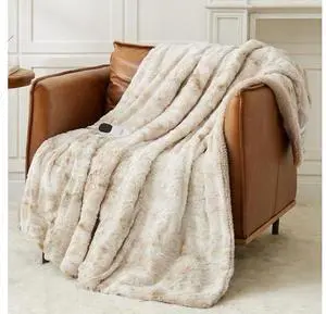 Heated Blanket Electric Throw - 50"x60" Heating Blanket Throw 1/2/4/6/8 Hours Auto-Off 10 Heat Levels Over-Heat Protection Luxury Faux Fur Sherpa ETL Certification Heated Blanket Electric Throw - 50"x60" Heating Blanket Throw 1/2/4/6/8 Hours Auto-Off 10 Heat Levels Over-Heat Protection Luxury Faux Fur Sherpa ETL Certification