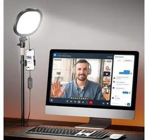 Ring Light with Stand, Adjustable Desktop Light with Phone Holder, CRI 97+, Video Conference Light for Zoom Meetings, Webcam, Recording, Live Stream Ring Light with Stand, Adjustable Desktop Light with Phone Holder, CRI 97+, Video Conference Light for Zoom Meetings, Webcam, Recording, Live Stream