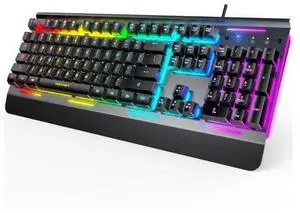 Gaming Keyboard, USB Wired Computer Keyboard, 15-Zone RGB Illumination, IP32 Water Resistance, 25 Anti-ghosting Keys, All-Metal Panel (Whisper Quiet Gaming Switch) Gaming Keyboard, USB Wired Computer Keyboard, 15-Zone RGB Illumination, IP32 Water Resistance, 25 Anti-ghosting Keys, All-Metal Panel (Whisper Quiet Gaming Switch)