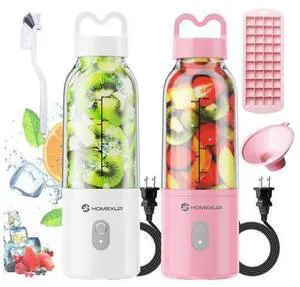 2PCS Portable Personal Blender 17 OZ/500 ML Juicer, 175W Personal Size Blender, Ideal for Smoothies, Ice Blending, Juicing, and Food Processing, Compact, Convenient, and Versatile (Pink&White) 2PCS Portable Personal Blender 17 OZ/500 ML Juicer, 175W Personal Size Blender, Ideal for Smoothies, Ice Blending, Juicing, and Food Processing, Compact, Convenient, and Versatile (Pink&White)