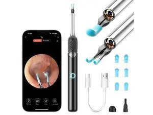 Ear Cleaner Tweezers with 6 Ear Spoon, Earwax Removal Kit with Light, Ear Cleaning kit for iOS & Android, Black Ear Cleaner Tweezers with 6 Ear Spoon, Earwax Removal Kit with Light, Ear Cleaning kit for iOS & Android, Black