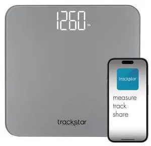 Silver Digital Weight Scale | 440 lb Weight Capacity | Trackstar Monitoring App | Bluetooth iOS & Android Compatible | Measure, Track, and Share Results Silver Digital Weight Scale | 440 lb Weight Capacity | Trackstar Monitoring App | Bluetooth iOS & Android Compatible | Measure, Track, and Share Results