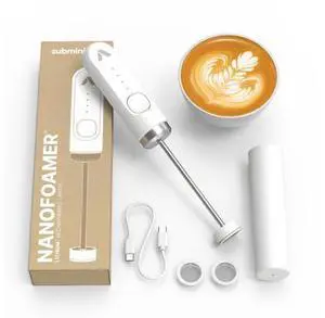 Performance Milk Foamer - NanoFoamer Lithium Handheld Frother - Rechargeable, Dual-Speed - Microfoamed Milk in 30sec, Barista-Style Coffee Drinks at Home - White Special Edition Performance Milk Foamer - NanoFoamer Lithium Handheld Frother - Rechargeable, Dual-Speed - Microfoamed Milk in 30sec, Barista-Style Coffee Drinks at Home - White Special Edition