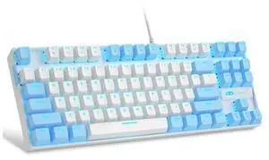 75% Mechanical Gaming Keyboard, Red Switch, LED Blue Backlit, 87 Keys Compact TKL Wired Keyboards for Windows Laptop PC Gamer - White/Blue 75% Mechanical Gaming Keyboard, Red Switch, LED Blue Backlit, 87 Keys Compact TKL Wired Keyboards for Windows Laptop PC Gamer - White/Blue