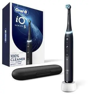 Rechargeable Electric Toothbrush, iO5 Customizable Clean, 5 Cleaning Modes, Visual Pressure Sensor to Protect Gums, Travel Case, Black Rechargeable Electric Toothbrush, iO5 Customizable Clean, 5 Cleaning Modes, Visual Pressure Sensor to Protect Gums, Travel Case, Black