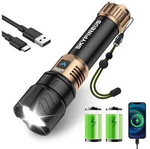 Rechargeable Flashlight High Lumens,10000mAh Super Bright Flashlight,Zoomable,Four Modes,Waterproof LED Flash Light for Camping Essentials,Outdoor and Home Emergencies Rechargeable Flashlight High Lumens,10000mAh Super Bright Flashlight,Zoomable,Four Modes,Waterproof LED Flash Light for Camping Essentials,Outdoor and Home Emergencies