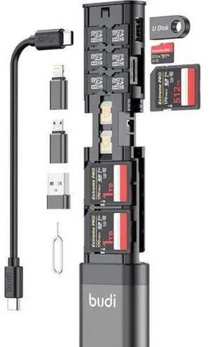 Multifunctional 9 in1 SD Card Reader Cable and USB 3.0 TF/SD Type-C with OTG Adapter for iPhone Android and Computer Memory Stick Plug and Play (Upgrade Version) Multifunctional 9 in1 SD Card Reader Cable and USB 3.0 TF/SD Type-C with OTG Adapter for iPhone Android and Computer Memory Stick Plug and Play (Upgrade Version)