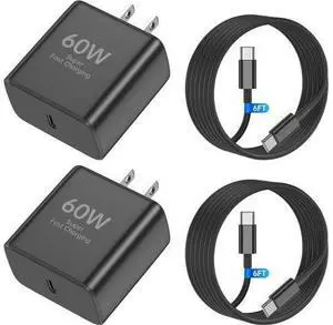 2Pack 60W Super Fast Charger for Galaxy S26 Ultra PD Type C Charger Block with 6FT/6FT Long USB-C to C Cable Super Fast Charging for S26/S26+/S25 Ultra/S24/S23 iPhone 17 16 15 2Pack 60W Super Fast Charger for Galaxy S26 Ultra PD Type C Charger Block with 6FT/6FT Long USB-C to C Cable Super Fast Charging for S26/S26+/S25 Ultra/S24/S23 iPhone 17 16 15