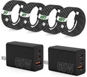 65W Super Fast Charger Type C for 3 Port 100W PD Quick Charging 3.0 USB C Block & 3/6/10/10FT Braided Type C Cord for Galaxy S26 Ultra/S26/S25 Ultra/iPhone 17 Pro/MacBook Pro/Air 65W Super Fast Charger Type C for 3 Port 100W PD Quick Charging 3.0 USB C Block & 3/6/10/10FT Braided Type C Cord for Galaxy S26 Ultra/S26/S25 Ultra/iPhone 17 Pro/MacBook Pro/Air