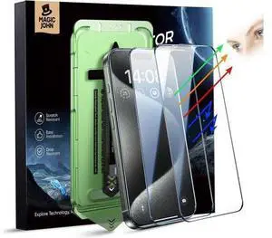 2 Pack for iPhone 15 Pro Screen Protector (6.1) Eye Protection HD Clear Auto Dust-Elimination 9H Tempered Glass & Scratch Resistance Full Edge Coverage 2 Pack for iPhone 15 Pro Screen Protector (6.1) Eye Protection HD Clear Auto Dust-Elimination 9H Tempered Glass & Scratch Resistance Full Edge Coverage