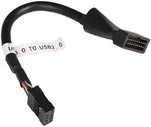 Black USB 2.0 9Pin Housing male to USB 3.0 20pin Female Cable Extension Adaptor Black USB 2.0 9Pin Housing male to USB 3.0 20pin Female Cable Extension Adaptor
