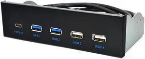 5.25 Inch USB 3.1 GEN2 Front Panel USB Hub 2 Ports USB 3.0 + 2 Ports USB2.0 + 1 Port TYPE-C with TYPE-E Connector for Desktop PC 5.25 Inch USB 3.1 GEN2 Front Panel USB Hub 2 Ports USB 3.0 + 2 Ports USB2.0 + 1 Port TYPE-C with TYPE-E Connector for Desktop PC