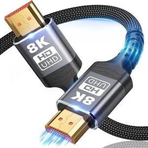 8K HDMI Cable 2.1, 6M/20FT Ultra High Speed HDMI Cable Braided Cord, HDMI Cables 48Gbps (8K@60Hz 7680x4320, 4K@120Hz) Supports Dynamic HDR 10 eARC 3D, Dolby Atmos Compatible with Roku TV/PS5/HD 8K HDMI Cable 2.1, 6M/20FT Ultra High Speed HDMI Cable Braided Cord, HDMI Cables 48Gbps (8K@60Hz 7680x4320, 4K@120Hz) Supports Dynamic HDR 10 eARC 3D, Dolby Atmos Compatible with Roku TV/PS5/HD
