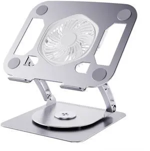 360 Degree Rotating Metal Laptop Stand with Fan Adjustable Laptop Holder for Tablet PC Silver 360 Degree Rotating Metal Laptop Stand with Fan Adjustable Laptop Holder for Tablet PC Silver