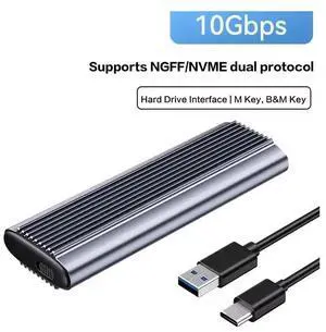 USB3.1 Type-C to M.2 M Key NVMe SSD Box Solid State Drive Housing Case Dual Protocol SSD M.2 Sata Hard Drive Disk Enclosure Grey NGFF/NVMe dual protocol a-c USB3.1 Type-C to M.2 M Key NVMe SSD Box Solid State Drive Housing Case Dual Protocol SSD M.2 Sata Hard Drive Disk Enclosure Grey NGFF/NVMe dual protocol a-c