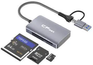 External CFexpress Card Reader USB C SD TF All in One Reader Grey CFast + SD + TF External CFexpress Card Reader USB C SD TF All in One Reader Grey CFast + SD + TF