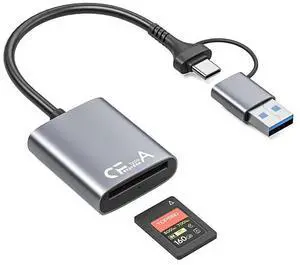 2 in 1 USB 3.0 Type C 10Gbps Card Reader with Cable Compatible with CFexpress Type A/ CFexpress Type B & SD Memory Cards 2 in 1 USB 3.0 Type C 10Gbps Card Reader with Cable Compatible with CFexpress Type A/ CFexpress Type B & SD Memory Cards