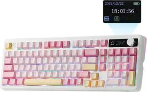 TH99 PRO 96% Mechanical Keyboard with Screen & Knob, 10000mAh, 2.4Ghz/BT, Hot Swap, Custom Driver, RGB Backlight, PBT Keycap, Wireless Gaming Keyboard for PC/Mac (Blue&White, Creamy Jade) TH99 PRO 96% Mechanical Keyboard with Screen & Knob, 10000mAh, 2.4Ghz/BT, Hot Swap, Custom Driver, RGB Backlight, PBT Keycap, Wireless Gaming Keyboard for PC/Mac (Blue&White, Creamy Jade)