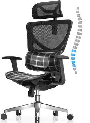 CabeVibe 350lbs Capacity Gaming Chair Ergonomic Office Chair Mesh Chair with Dynamic Lumbar Support, Black