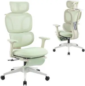 Cabevibe Ergonomic Computer Gaming Chair High Back Desk Chair with 2D Headrest, Footrest for Girl and Adults, Green