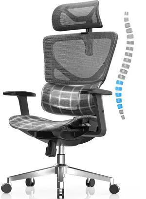 CabeVibe 350lbs Capacity Gaming Chair Ergonomic Office Chair Mesh Chair with Dynamic Lumbar Support, Grey
