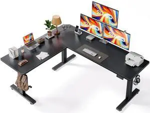 SIAGO L Shaped Desk Gaming Electric Desk Standing Desk Memory Height Adjustment for Home Office Blcak 75inch