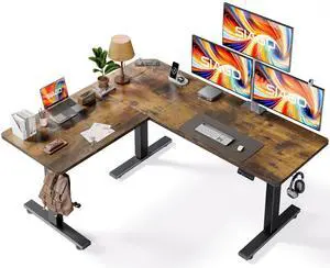 SIAGO L Shaped Desk Gaming Electric Desk Standing Desk Memory Height Adjustment for Home Office Maple 55inch