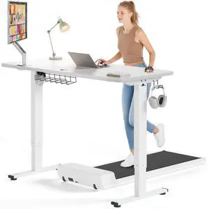 SIAGO Electric Standing Desk, Height Adjustable Gaming & Office Desk with Quiet Motor and Cable Management White 48'' x 24''