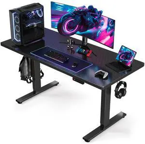 SIAGO Electric Standing Desk, Height Adjustable Gaming & Office Desk with Quiet Motor and Cable Management Carbon 63'' x 24''
