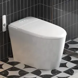 YULIKA Elongated 1.28 GPF Smart Toilet with Bidet Built in Bidet Toilet with Tank, Auto Open Close, Foot Sensor, Heated Seat