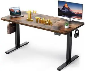 DeskShow Large Executive Desk Gaming Desk Study Writing Table with Sturdy Metal Legs Business Furniture for Home Office Maple 60IN