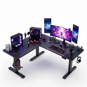 SIAGO L Shaped Desk Gaming Electric Desk Standing Desk Memory Height Adjustment for Home Office Blcak 75inch
