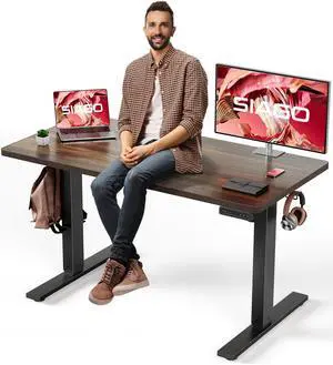 SIAGO Electric Standing Desk, Height Adjustable Gaming & Office Desk with Quiet Motor and Cable Management Walnut 48'' x 24'' SIAGO Electric Standing Desk, Height Adjustable Gaming & Office Desk with Quiet Motor and Cable Management Walnut 48'' x 24''