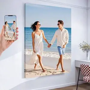 Custom Canvas Prints with Your Photos, Personalized Wall Decor, Pictures Print, Customized Photo Gifts, Wall Art Poster Canvas Printing for Wedding, Family, Home Office Decor 31.5x47.5 in