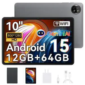 Blackview Tablet 10 inch Android 15,2025 AI Tablet, 4GB RAM 64GB ROM 1TB Expandable, Quad-Core, Widevine L1, 1280x800 IPS Touchscreen, 5G WiFi, BT 5.0, Dual Camera, 6600mAh (Gray) Blackview Tablet 10 inch Android 15,2025 AI Tablet, 4GB RAM 64GB ROM 1TB Expandable, Quad-Core, Widevine L1, 1280x800 IPS Touchscreen, 5G WiFi, BT 5.0, Dual Camera, 6600mAh (Gray)