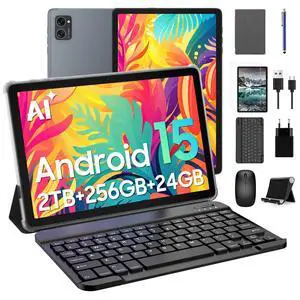 Tablet Latest  Android Tablets with 10 Inch Incell Display, 24GB+256GB ROM /2TB TF, Gemini AI, T606 Octa-Core 8MP Camera Tablette Android, Widevine L1, 2 in 1 Tablets with Keyboard Mouse Stylus