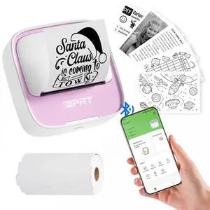 iDPRT Portable Mini Thermal Sticker Printer, Bluetooth Inkless Printers with 1 Roll Sticker Paper, Sticker Machine Efficiently and Quickly, for Notes, Journal, DIY, Kids Gift