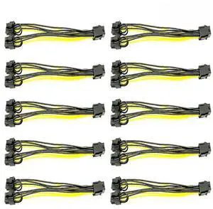 FOR 5PCS PCI-E 6-pin to Dual 6+2-pin (6-pin/8-pin) Power Splitter Cable Graphics Card PCIE PCI Express 6Pin to Dual 8Pin Power Cable